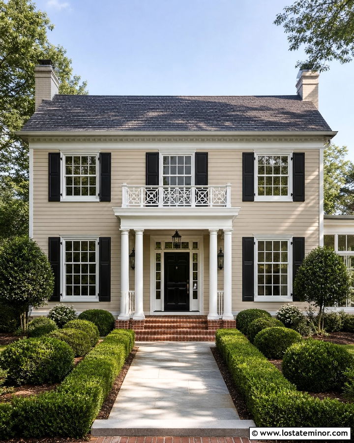 Sand Colonial House With Chippendale Railings - 30 Sand House Design With Railings Ideas