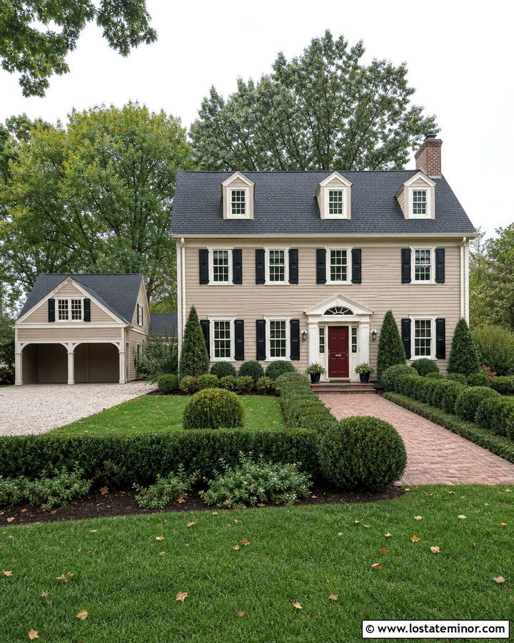 Sand Colonial House With Detached Carport - 30 Sand House Design With Carport Ideas