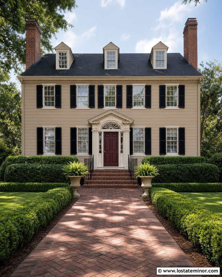Sand Colonial House With Twin Chimneys - 30 Sand House Design With Chimney Ideas