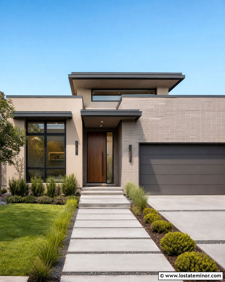 Sand Contemporary House With Linear Brick - 30 Sand House Design With Brick Accents Ideas
