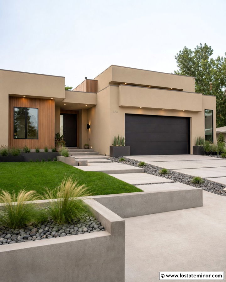 Sand Contemporary House With Recessed Soffit Lights - 30 Sand House Design With Light Fixtures Ideas