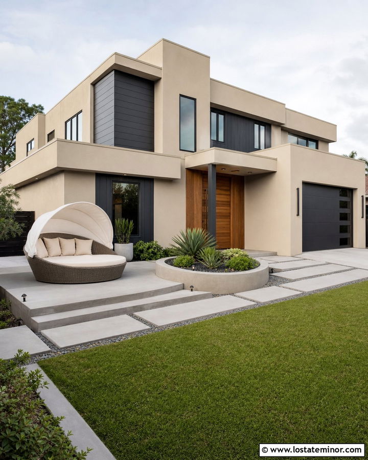 Sand Contemporary House With Round Daybed - 30 Sand House Design With Daybed Ideas