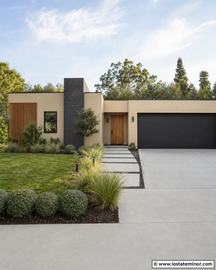 Sand Contemporary House With Slatted Chimney Wall - 30 Sand House Design With Chimney Ideas