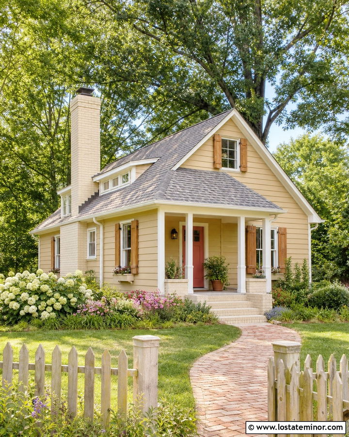 Sand Cottage House With Cream Brick - 30 Sand House Design With Brick Accents Ideas