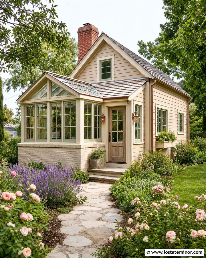 Sand Cottage House With Garden Sunroom - 30 Sand House Design With Sunroom Ideas