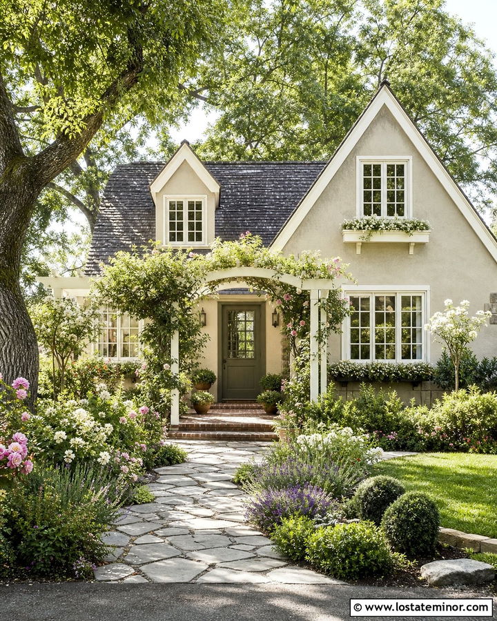 Sand Cottage House With Vine Covered Pergola - 30 Sand House Design With Pergola Ideas