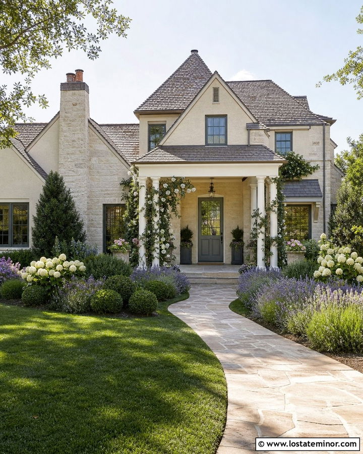 Sand Cottage With Flowering Front Porch - 30 Sand House Design With Front Porch Ideas