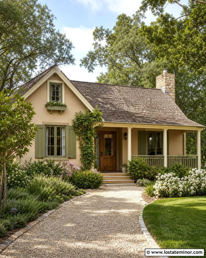 Sand Cottage With Green Window Frames - 30 Sand House Design With Window Frames Ideas