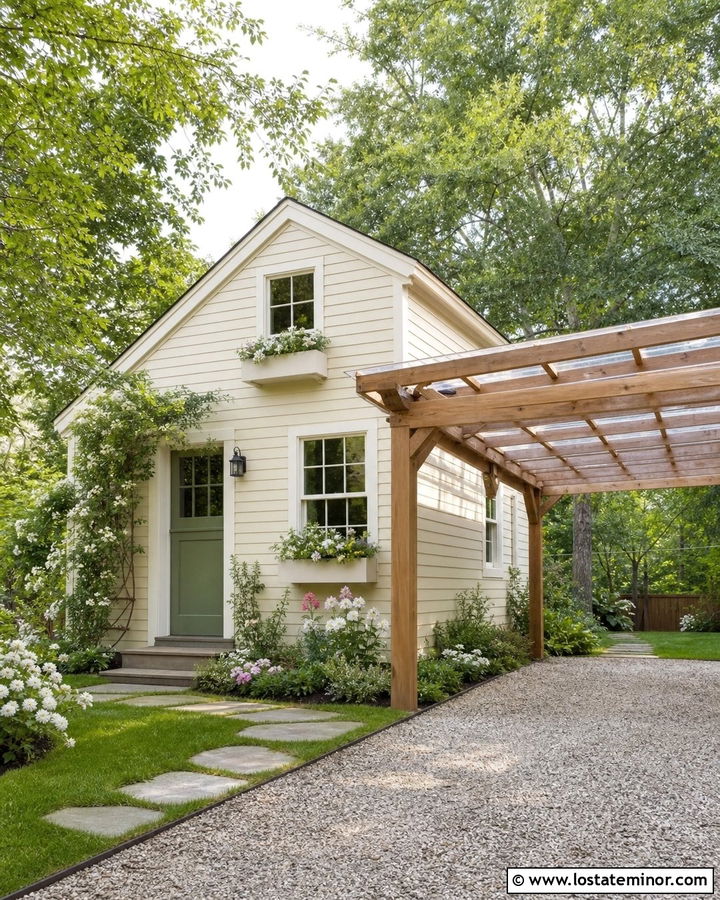 Sand Cottage With Pergola Carport - 30 Sand House Design With Carport Ideas