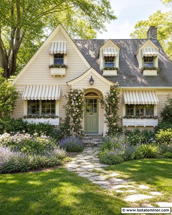 Sand Cottage With Scalloped Awnings - 30 Sand House Design With Awning Ideas