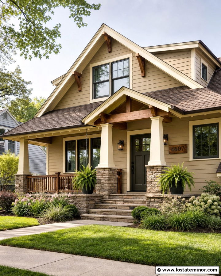 Sand Craftsman House With Bronze Numbers - 30 Sand House Design With House Numbers Ideas