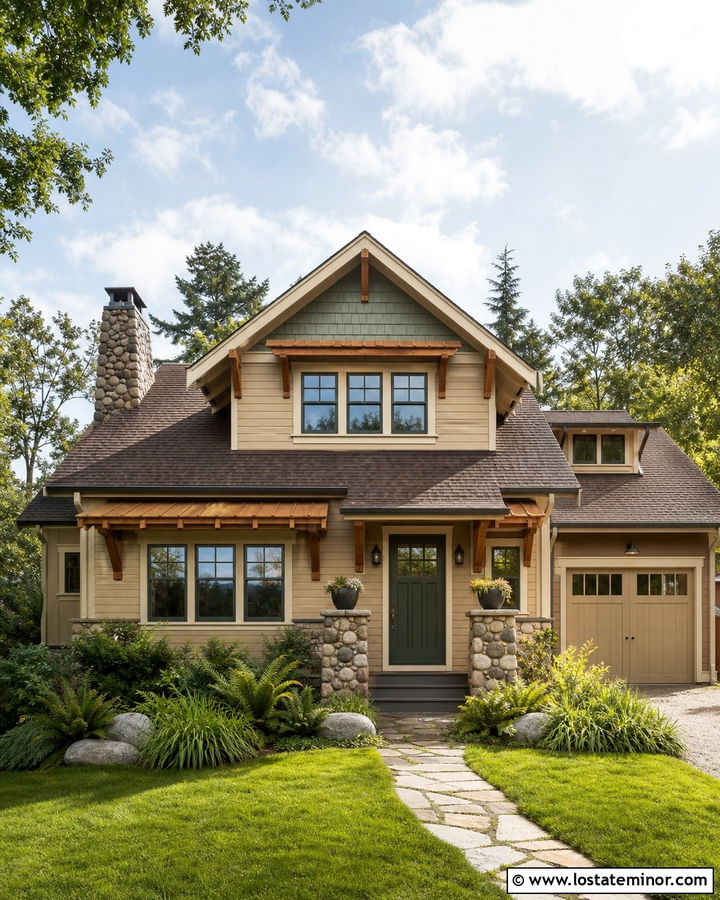 Sand Craftsman House With Cedar Awnings - 30 Sand House Design With Awning Ideas