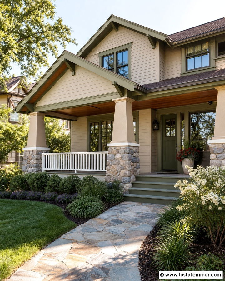 Sand Craftsman House With Square Railings - 30 Sand House Design With Railings Ideas