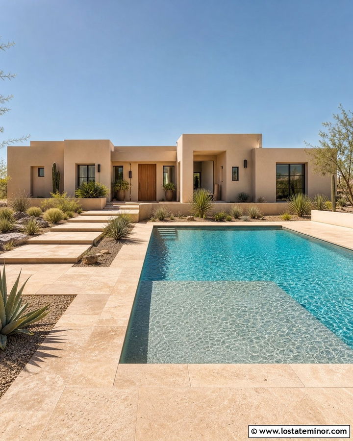 Sand Desert House With Baja Shelf Pool - 30 Sand House Design With Swimming Pool Ideas