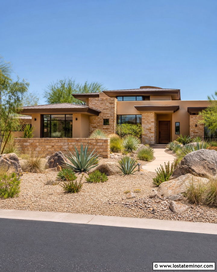 Sand Desert House With Ledgestone Walls - 30 Sand House Design With Stone Accents Ideas
