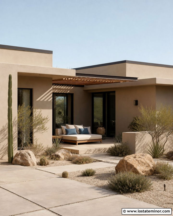 Sand Desert House With Pergola Daybed - 30 Sand House Design With Daybed Ideas
