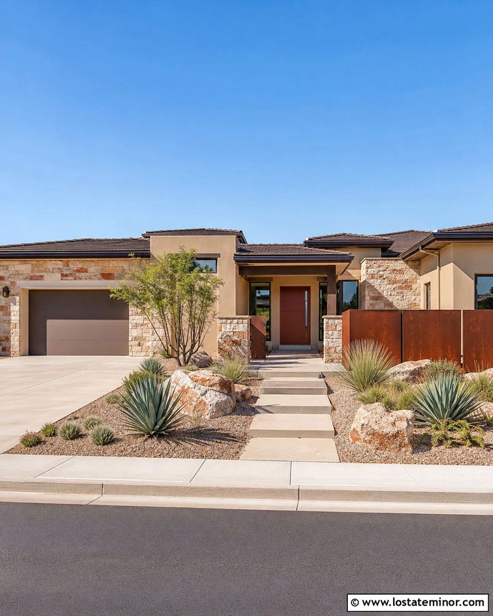 Sand Desert House With Rust Accents - 30 Sand House Design With Accents Ideas