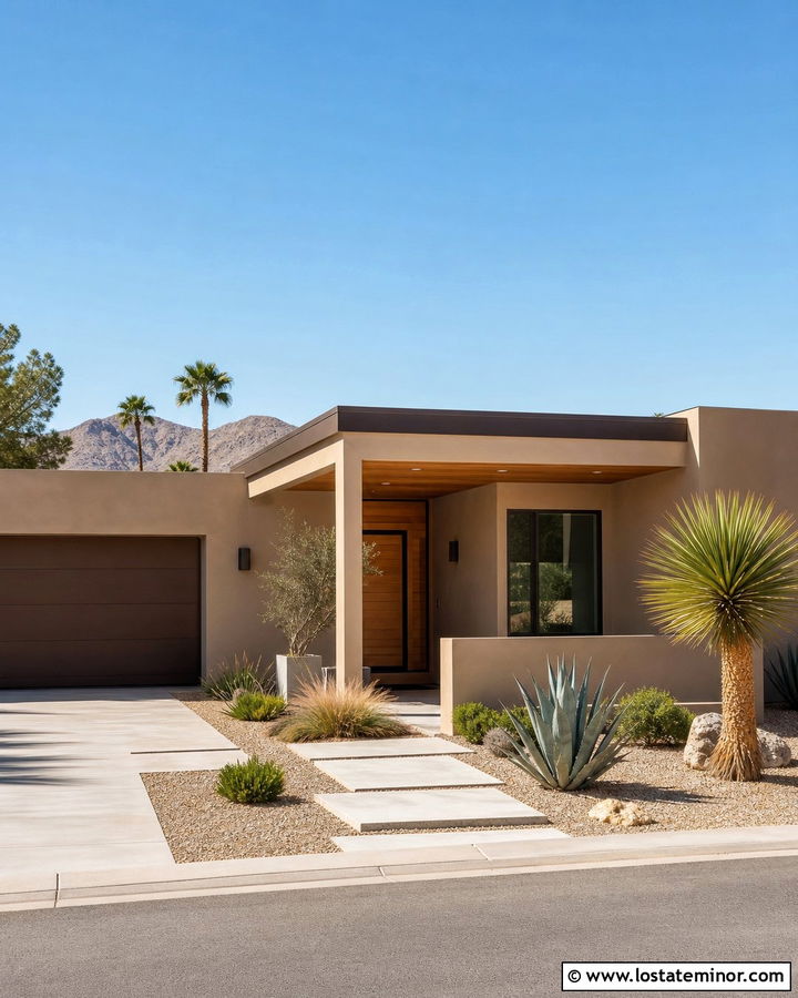 Sand Desert Modern House With Shaded Porch - 30 Sand House Design With Front Porch Ideas