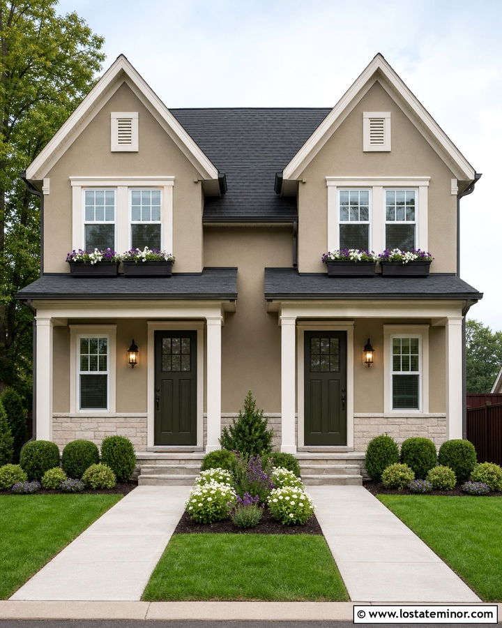 Sand Duplex With Matching Window Boxes - 30 Sand House Design With Window Boxes Ideas