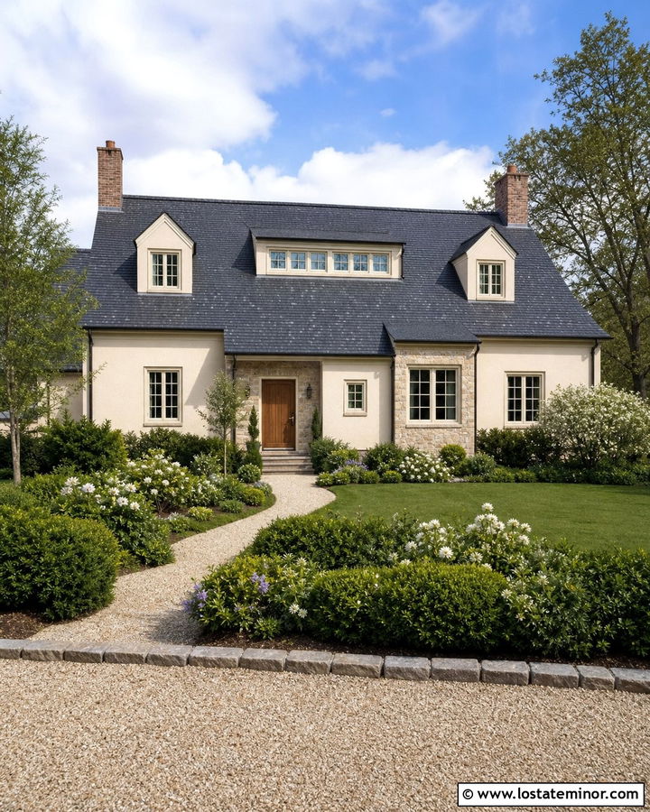 Sand English Country House With Mixed Dormers - 30 Sand House Design With Dormers Ideas