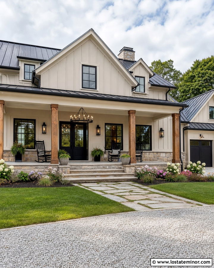 Sand Farmhouse With An Outdoor Chandelier - 30 Sand House Design With Light Fixtures Ideas