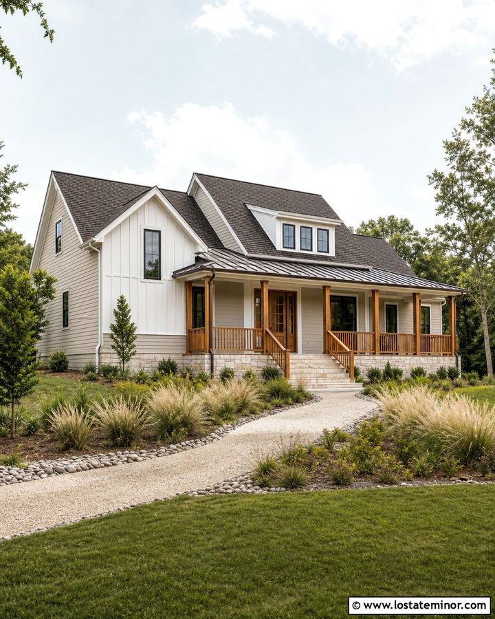 Sand Farmhouse With Wood Railings - 30 Sand House Design With Railings Ideas
