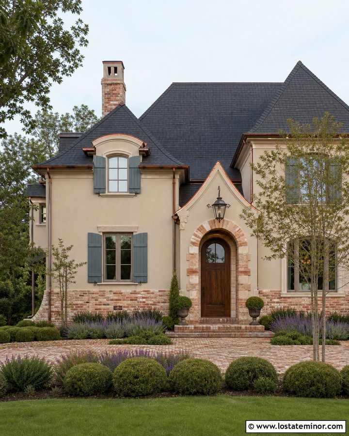 Sand French Country House With Antique Brick - 30 Sand House Design With Brick Accents Ideas