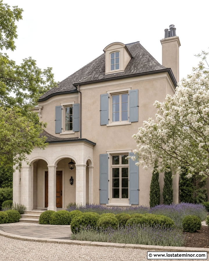 Sand French Country House With Limestone Columns - 30 Sand House Design With Porch Columns Ideas