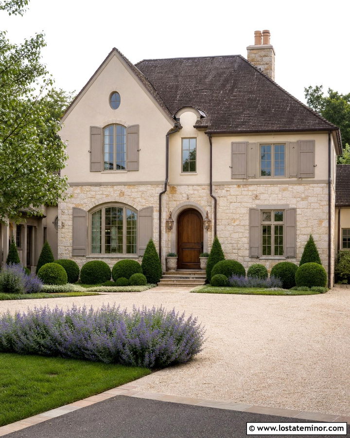 Sand French Country House With Limestone Facade - 30 Sand House Design With Stone Accents Ideas