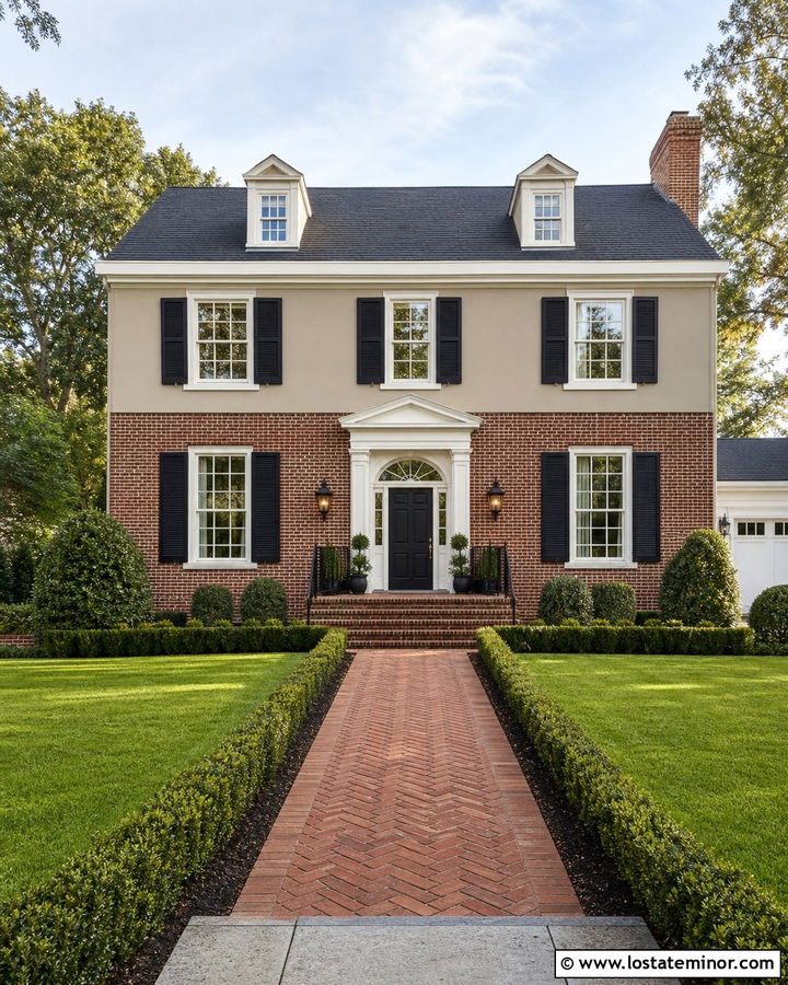 Sand Georgian House With Classic Red Brick - 30 Sand House Design With Brick Accents Ideas