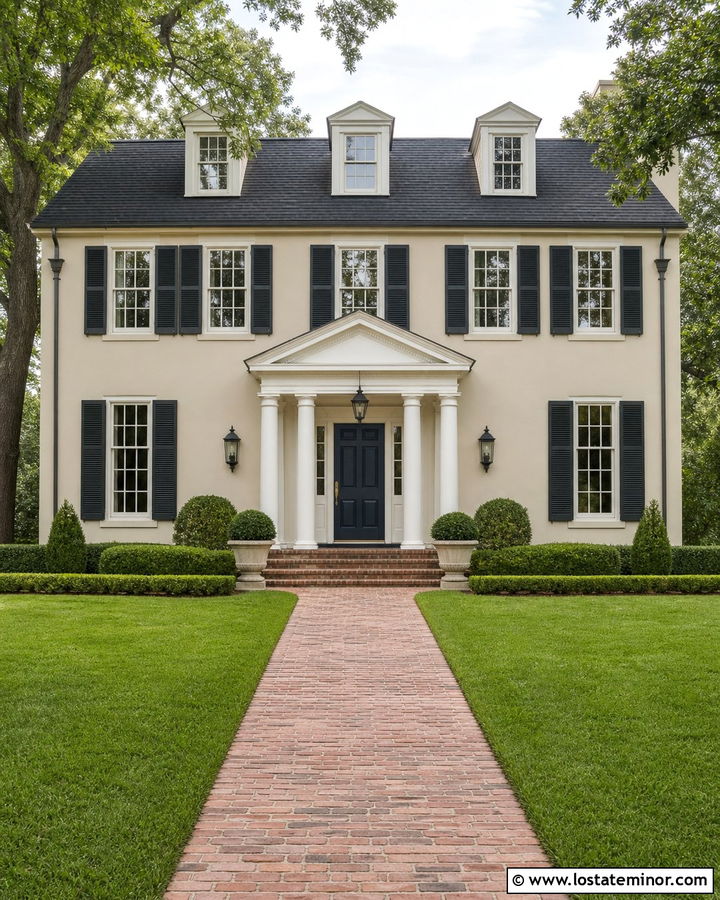 Sand Georgian House With Pediment Portico - 30 Sand House Design With Portico Ideas