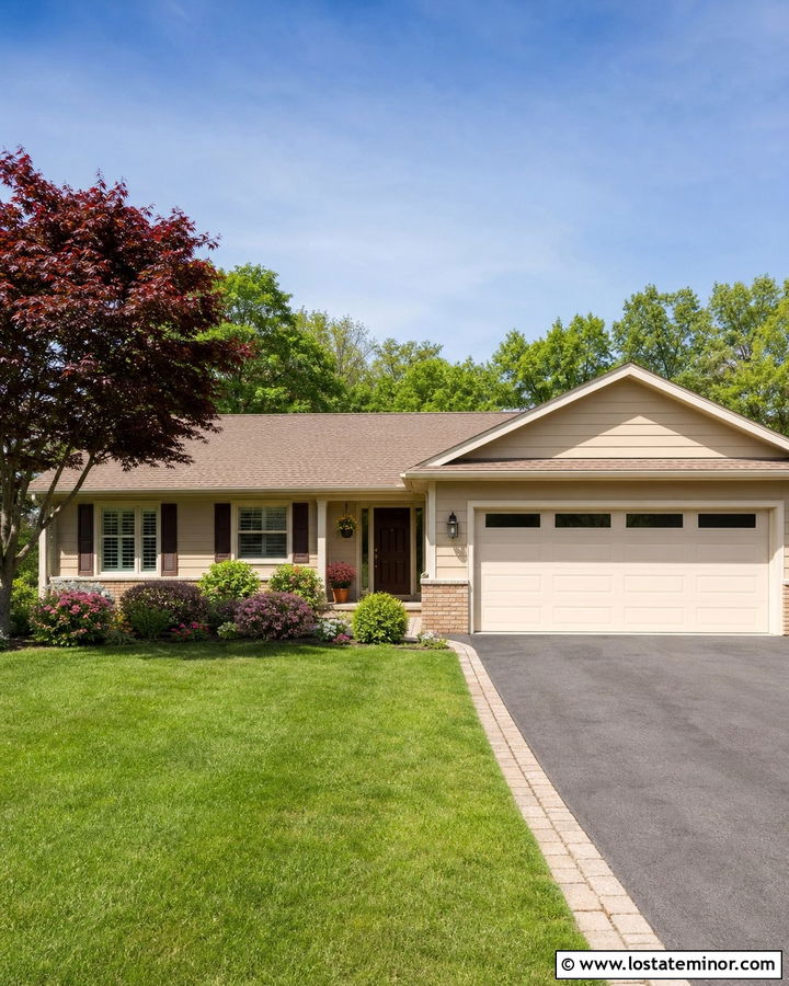 Sand House With Almond Garage Door - 30 Sand House Design With Garage Door Ideas