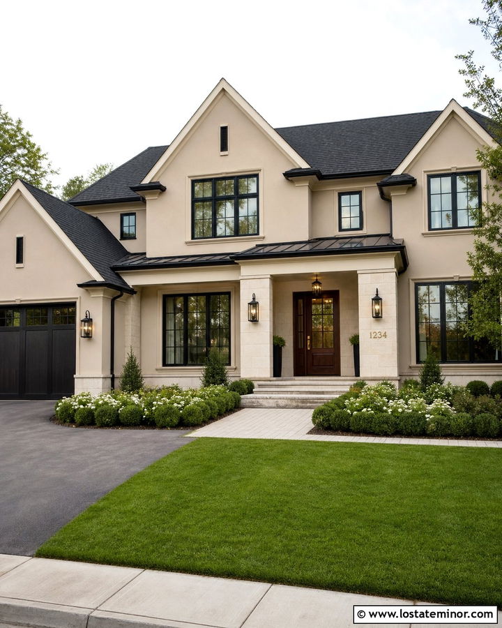 Sand House With Black And Brass Fixtures - 30 Sand House Design With Light Fixtures Ideas
