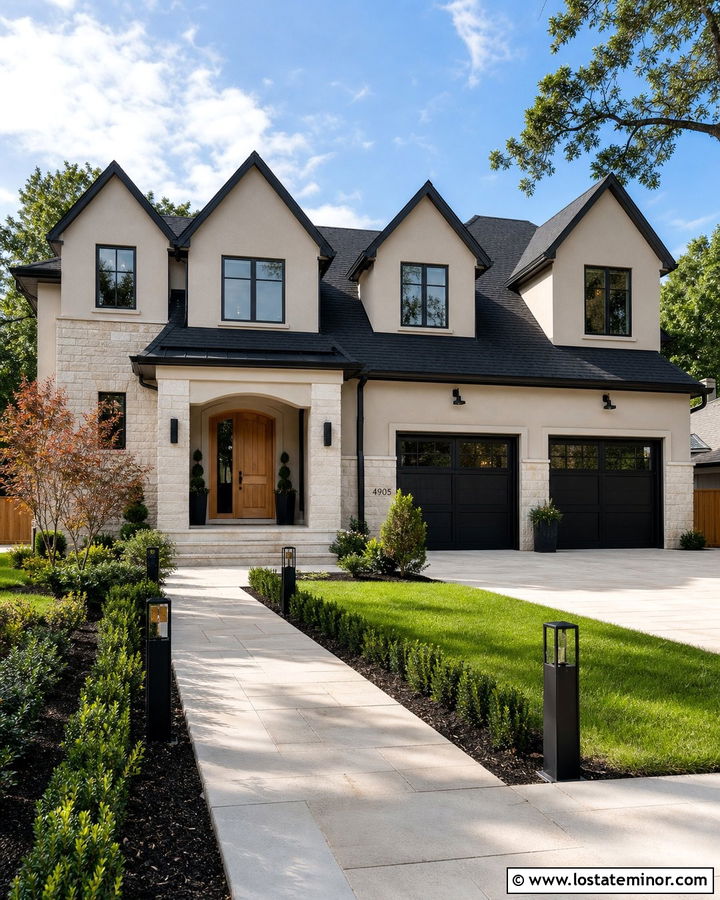 Sand House With Black Dormer Trim - 30 Sand House Design With Dormers Ideas