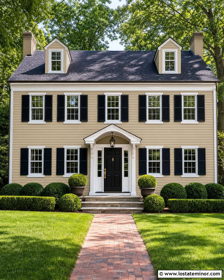 Sand House With Black Front Door And White Trim - 30 Sand House Design With Front Door Ideas