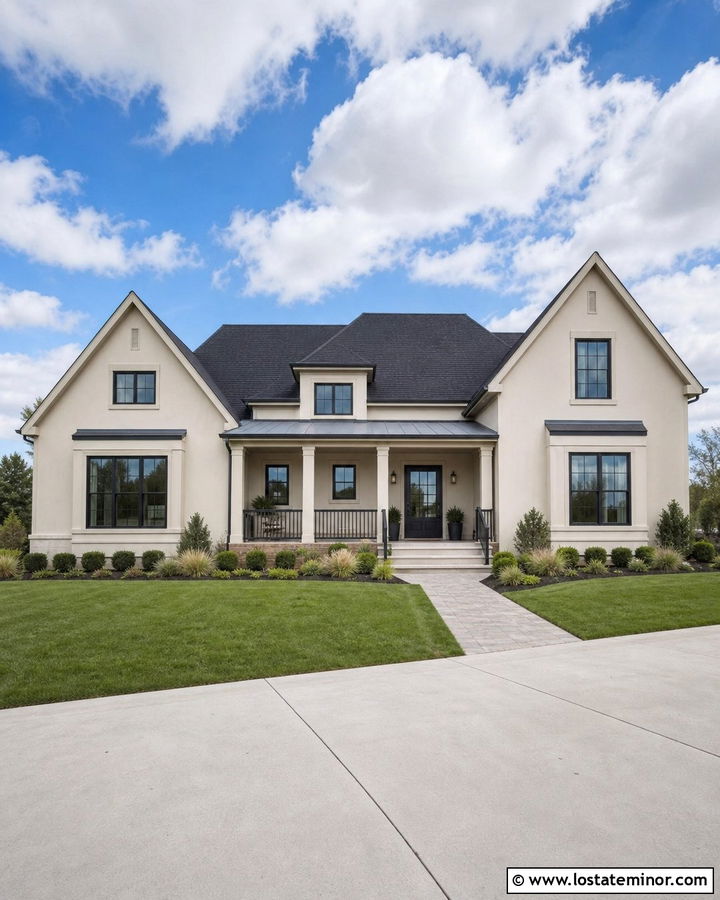 Sand House With Black Front Porch Accents - 30 Sand House Design With Front Porch Ideas