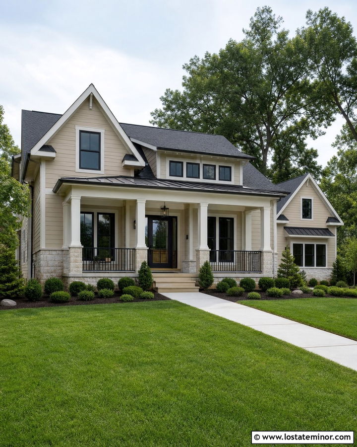 Sand House With Black Full View Storm Door - 30 Sand House Design With Storm Door Ideas
