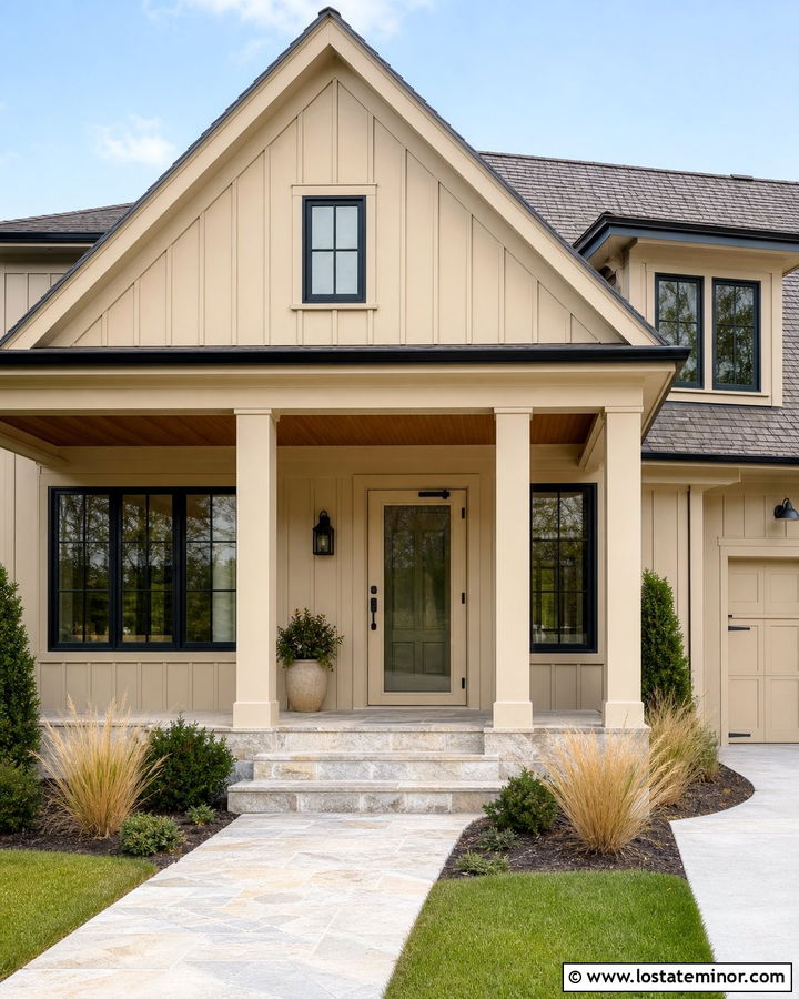 Sand House With Black Hardware Storm Door - 30 Sand House Design With Storm Door Ideas