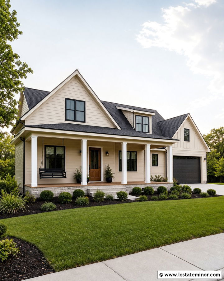 Sand House With Black Porch Swing - 30 Sand House Design With Swing Ideas