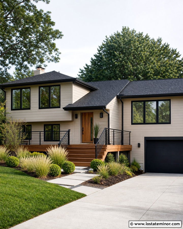 Sand House With Black Railing Deck - 30 Sand House Design With Deck Ideas