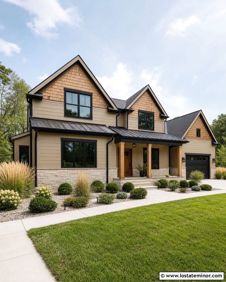 Sand House With Black Trim And Cedar Shakes - 30 Sand House Design With Cedar Shake Ideas