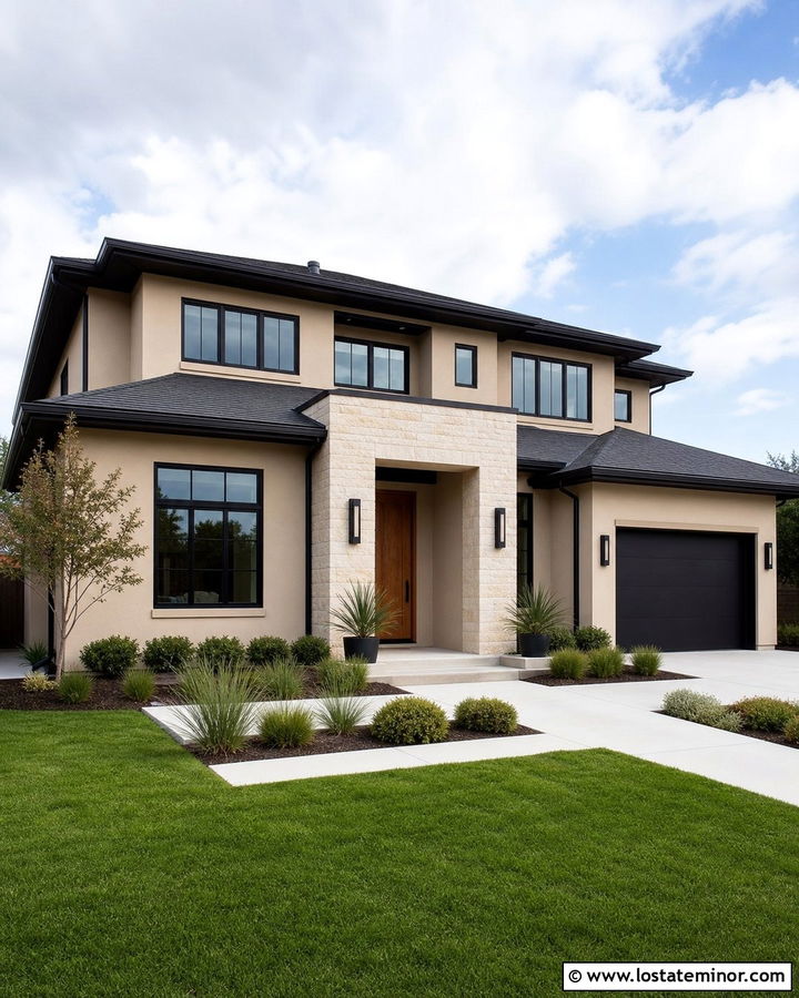 Sand House With Black Window Frames - 30 Sand House Design With Window Frames Ideas