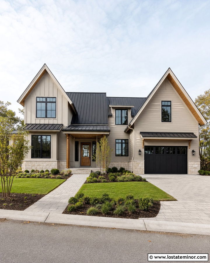 Sand House With Black Window Gables - 30 Sand House Design With Gables Ideas