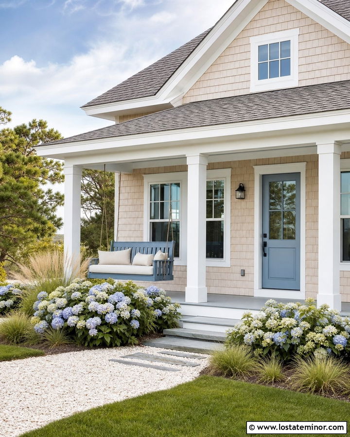 Sand House With Blue Porch Swing - 30 Sand House Design With Swing Ideas