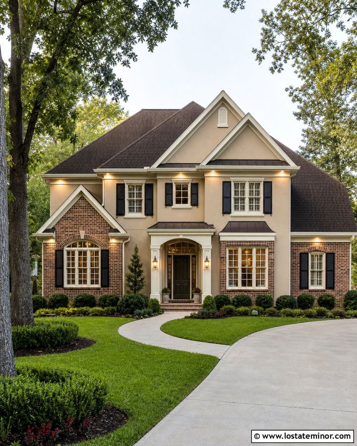 Sand House With Brick Accent Lighting - 30 Sand House Design With Lighting Ideas