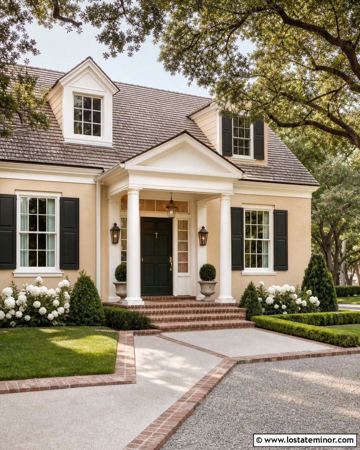 Sand House With Brick Steps And Portico - 30 Sand House Design With Portico Ideas