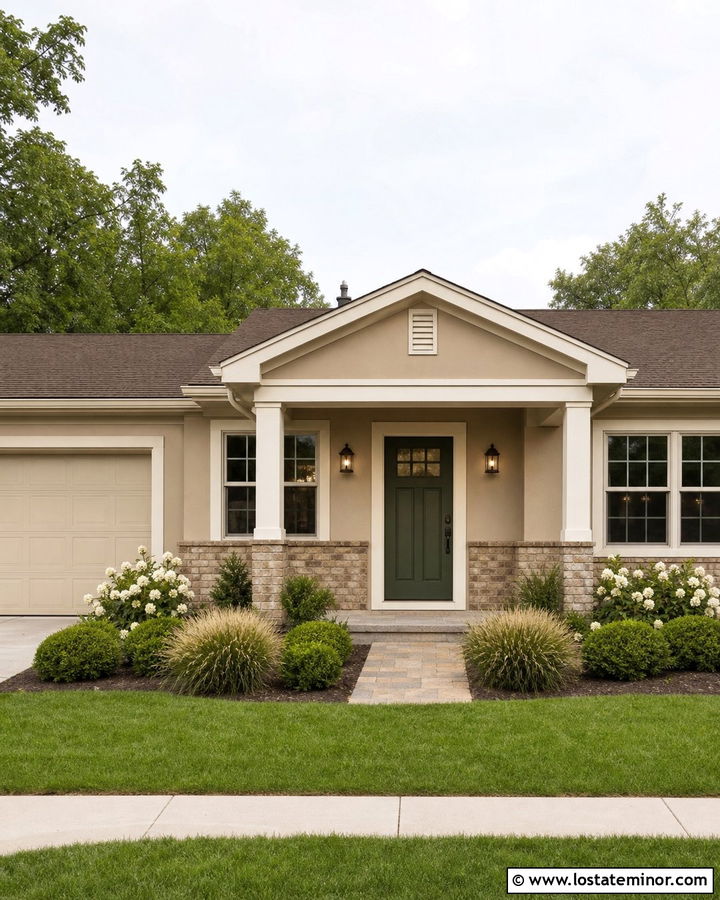 Sand House With Brick Wainscoting And Green Door - 30 Sand House Design With Wainscoting Ideas