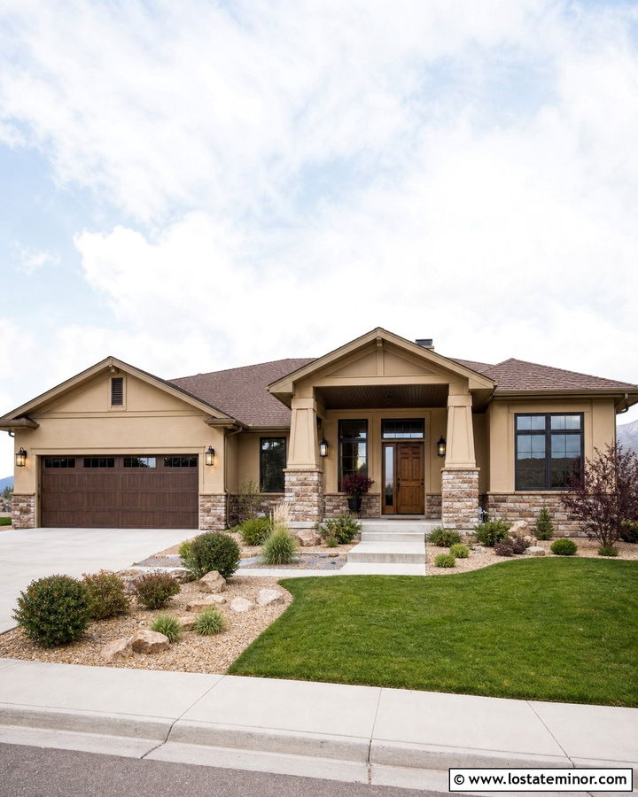 Sand House With Brown Roof And Stone - 30 Sand House Design With Stone Accents Ideas