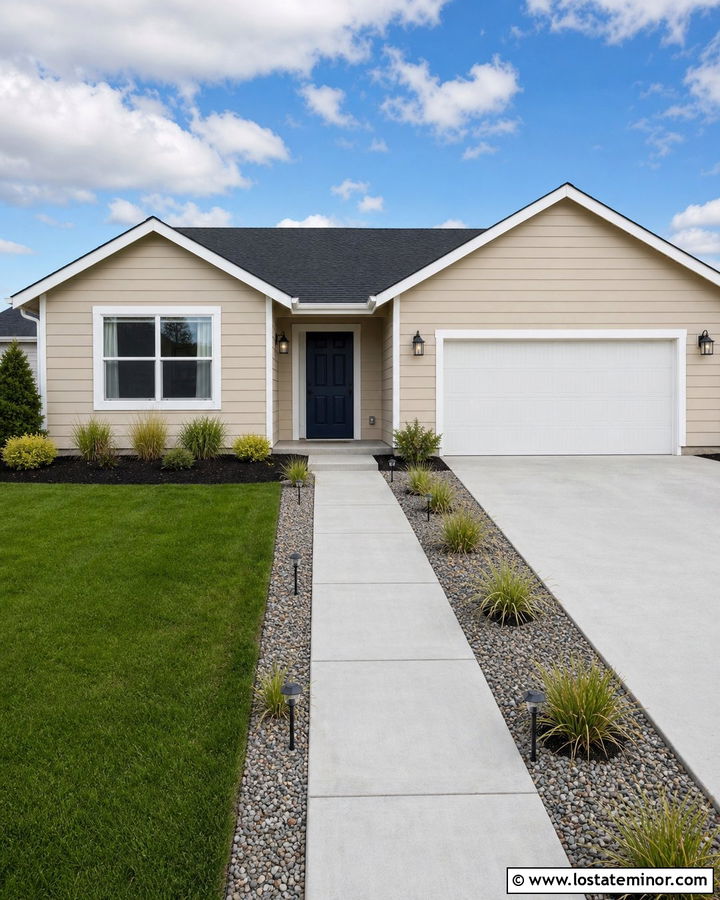 Sand House With Budget Concrete Walkway - 30 Sand House Design With Walkway Ideas