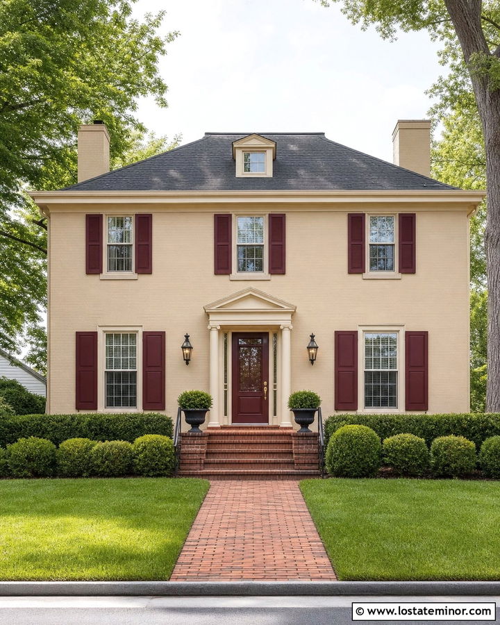 Sand House With Burgundy Storm Door - 30 Sand House Design With Storm Door Ideas